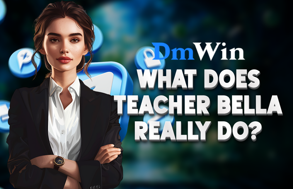 A picture of a woman showing what Teacher Bella really does as a DmWin Teacher.