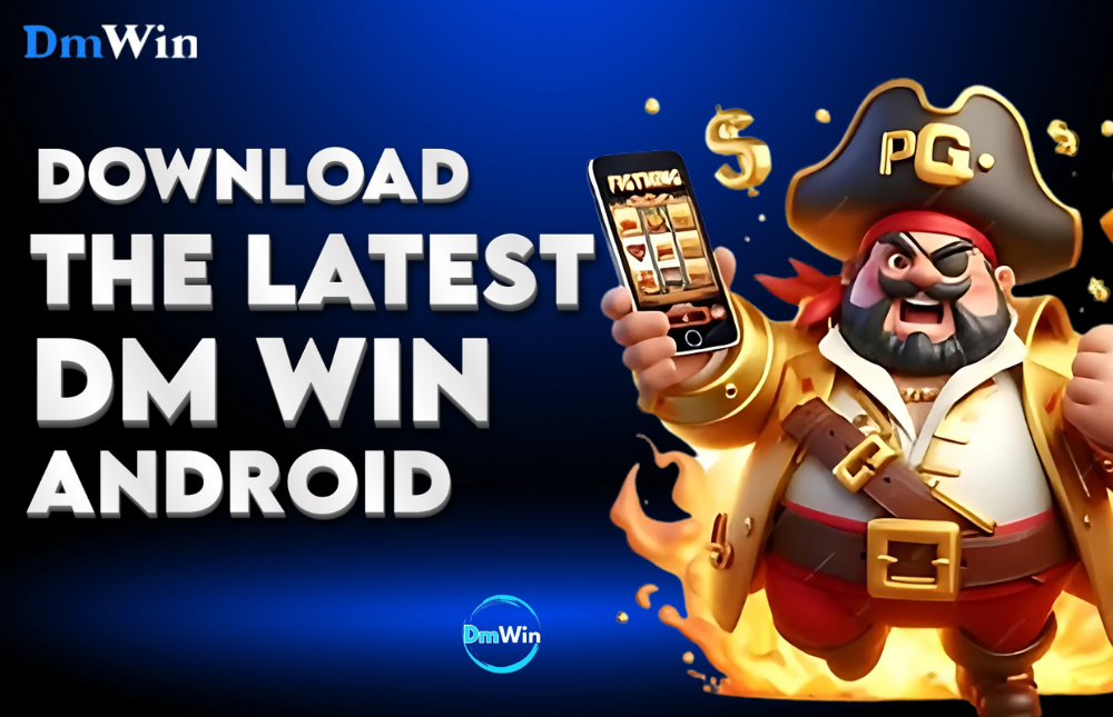 A picture of a man showing the DM Win APK download for Android.
